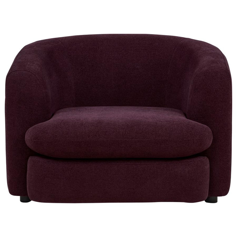 Delroy Stationary Accent Chair Aubergine Polyester Upholstery