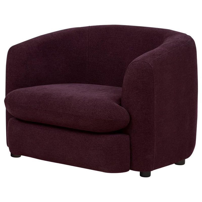 Delroy Stationary Accent Chair Aubergine Polyester Upholstery