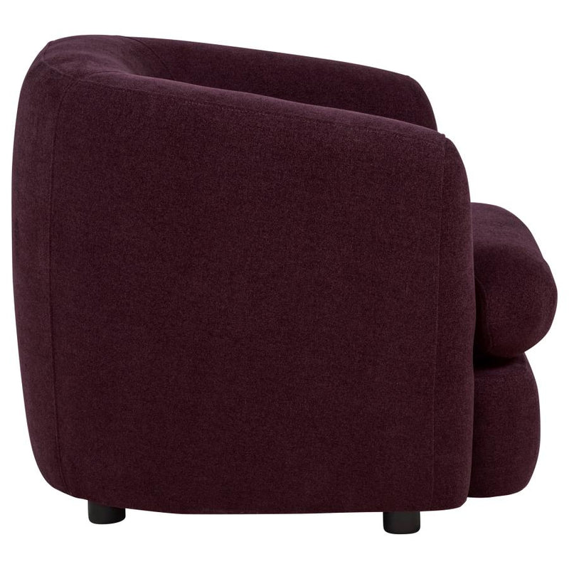 Delroy Stationary Accent Chair Aubergine Polyester Upholstery