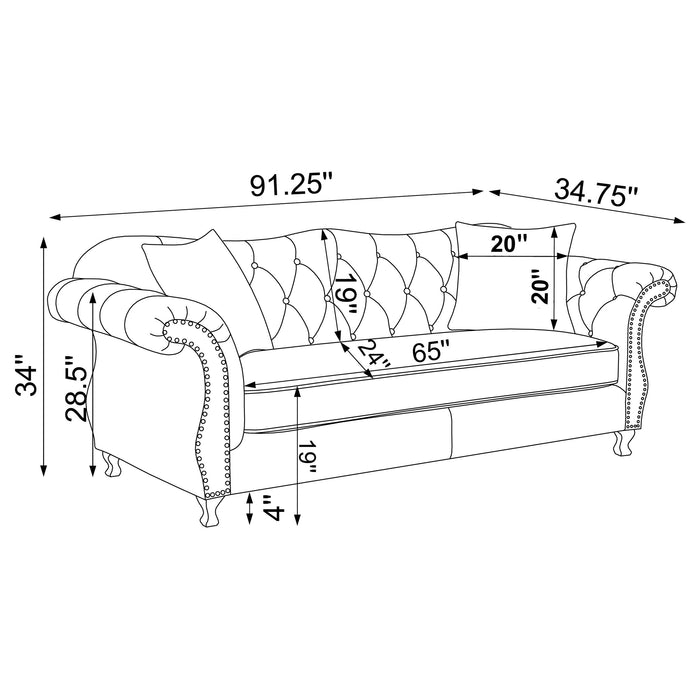 Frostine Button Tufted Sofa Silver