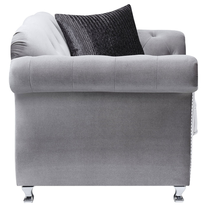 Frostine Button Tufted Chair Silver