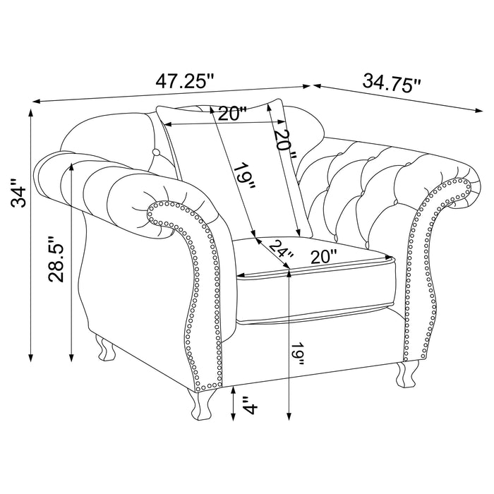 Frostine Button Tufted Chair Silver