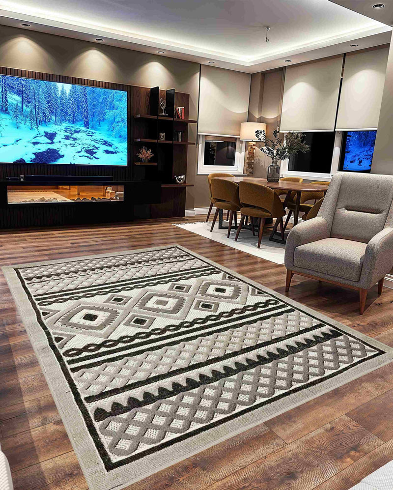 TRIBAL Rug DESIGN 5512 Grey 5x8 (5'2x7'5")"