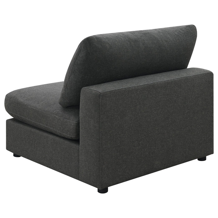 Serene Upholstered Armless Chair Charcoal