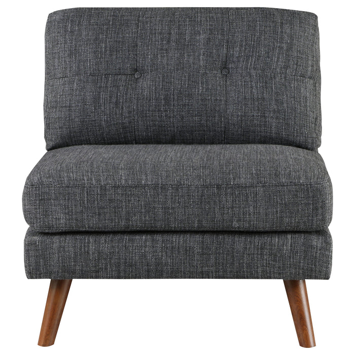 Churchill Tufted Cushion Back Armless Chair Dark Grey and Walnut