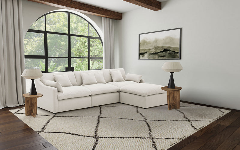 Sofá seccional modular tapizado Hobson color marfil