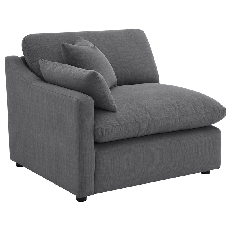 Sillón Hobson tapizado con brazo izquierdo carbón