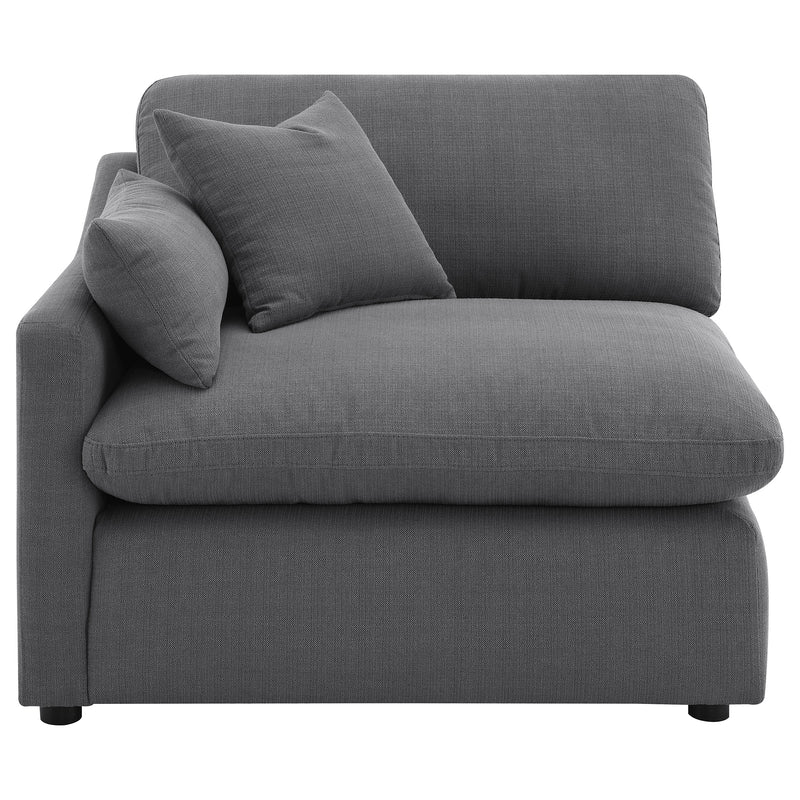 Sillón Hobson tapizado con brazo izquierdo carbón