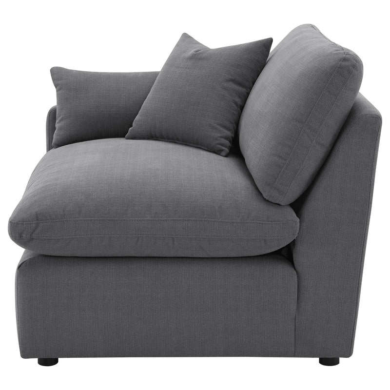 Sillón Hobson tapizado con brazo izquierdo carbón