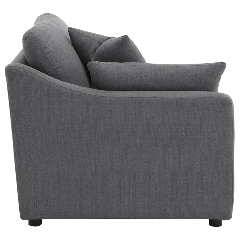 Sillón Hobson tapizado con brazo izquierdo carbón