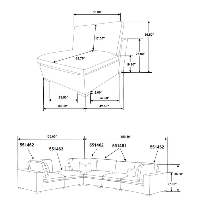 Lakeview  Upholstered Modular Sectional Sofa Ivory