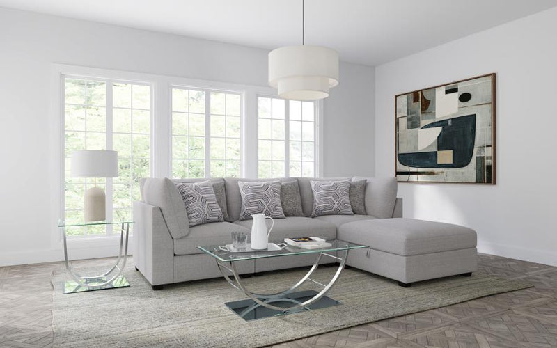 Sofá seccional modular tapizado Cambria gris