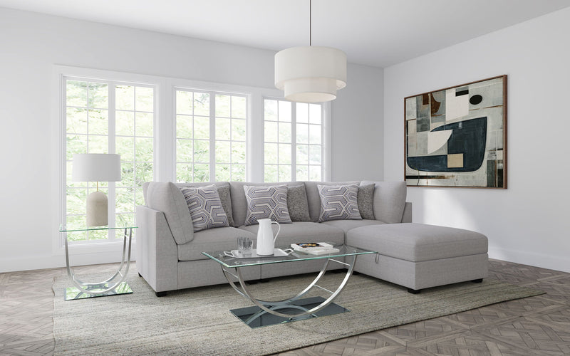 Sofá seccional modular tapizado Cambria gris