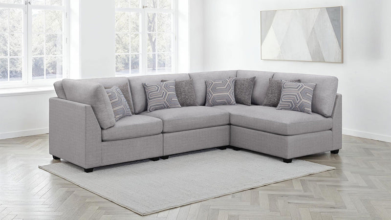 Sofá seccional modular tapizado Cambria gris
