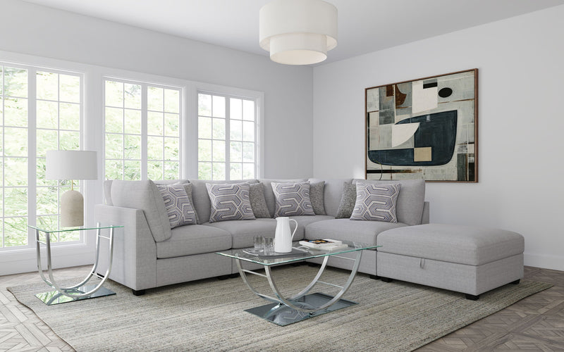 Sofá seccional modular tapizado Cambria gris
