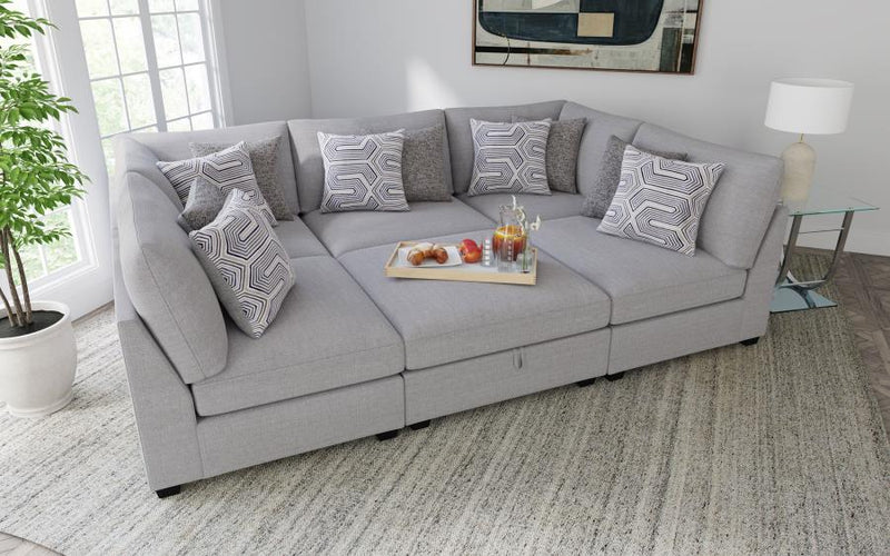 Sofá seccional modular tapizado Cambria gris