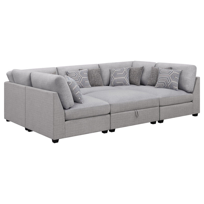 Sofá seccional modular tapizado Cambria gris