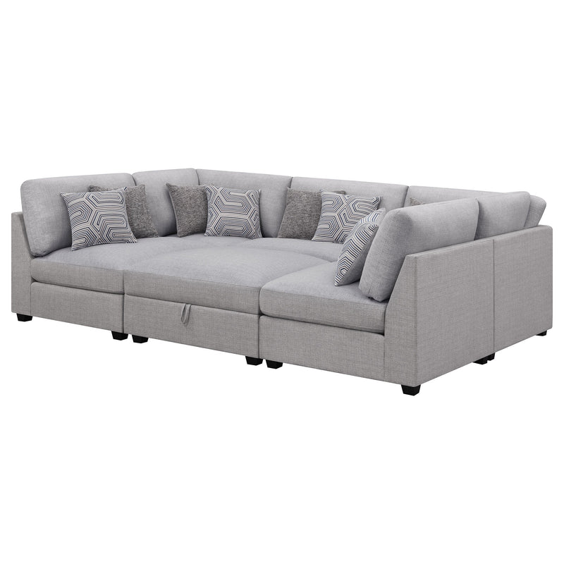 Sofá seccional modular tapizado Cambria gris