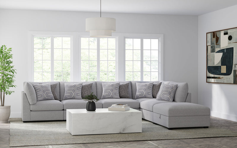 Sofá seccional modular tapizado Cambria gris