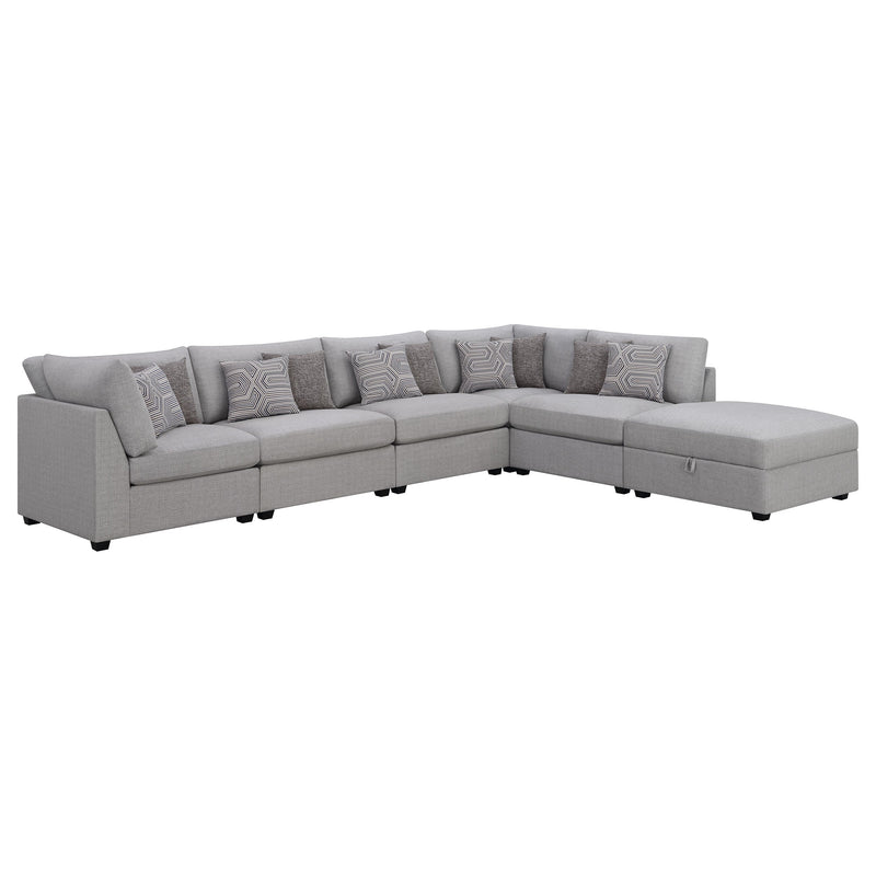 Sofá seccional modular tapizado Cambria gris