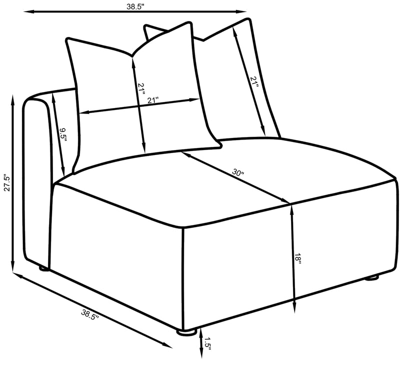 Sillón tapizado sin brazos Jennifer