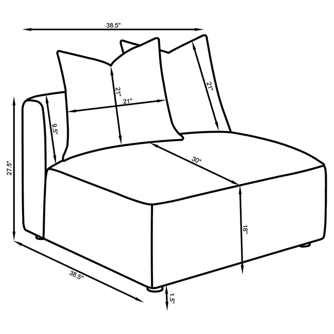 Sillón tapizado sin brazos Jennifer