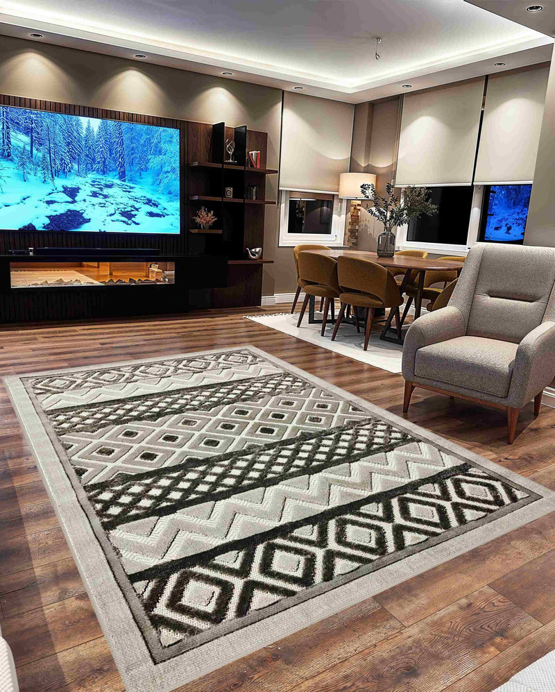 TRIBAL Rug DESIGN 5517 Grey 8x11 (7'8x10'8")"