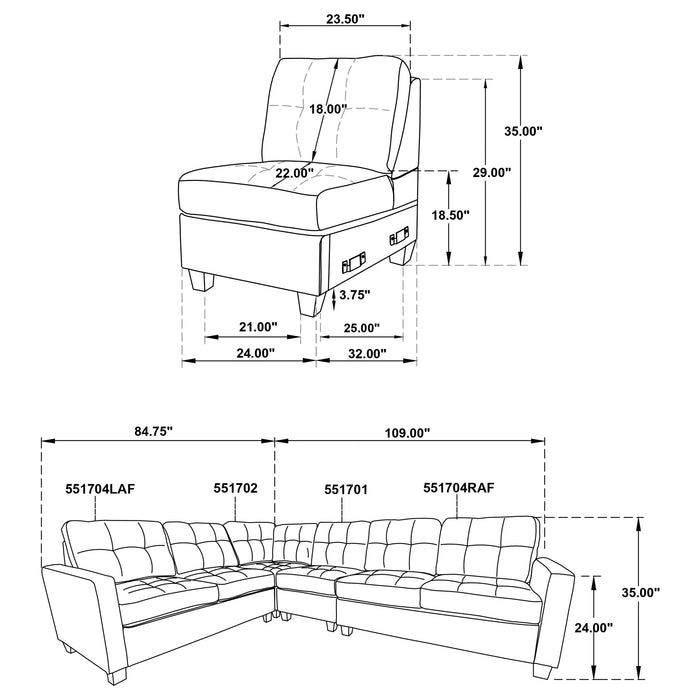 Georgina  Upholstered Modular Sectional Sofa Steel Grey