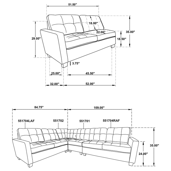 Georgina  Upholstered Modular Sectional Sofa Steel Grey