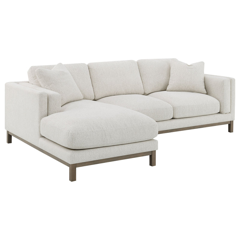 Sofá seccional chaise tapizado en bouclé Ginebra color arena