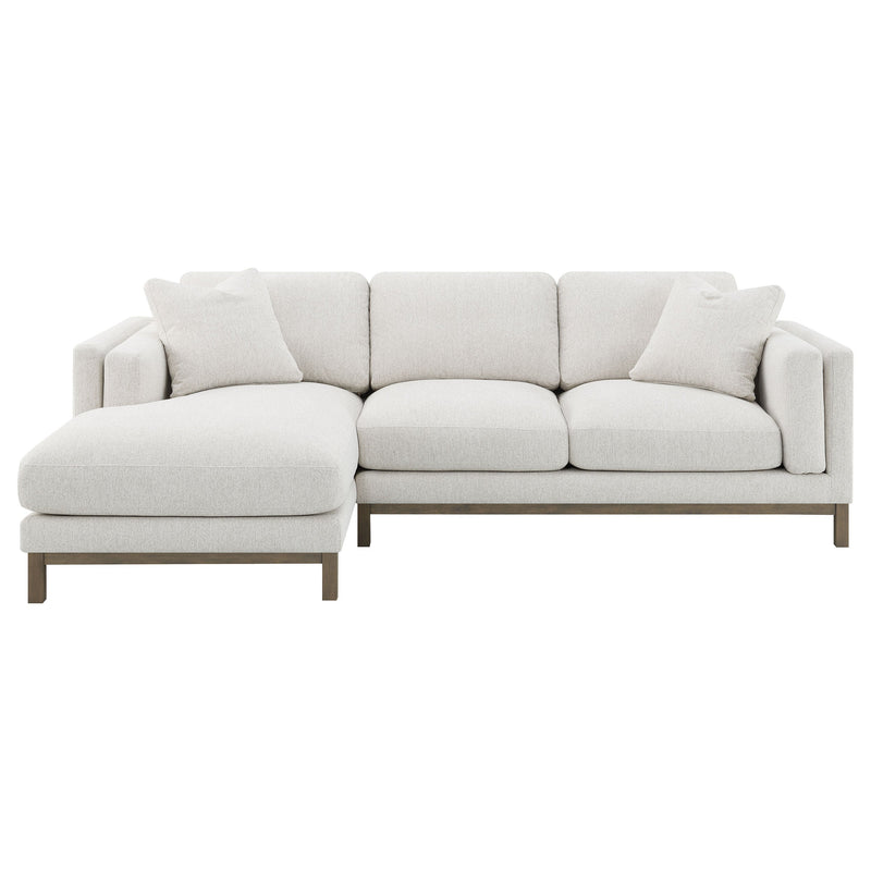Sofá seccional chaise tapizado en bouclé Ginebra color arena