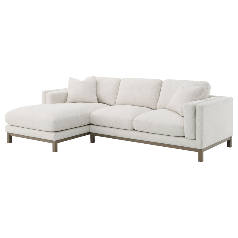 Sofá seccional chaise tapizado en bouclé Ginebra color arena