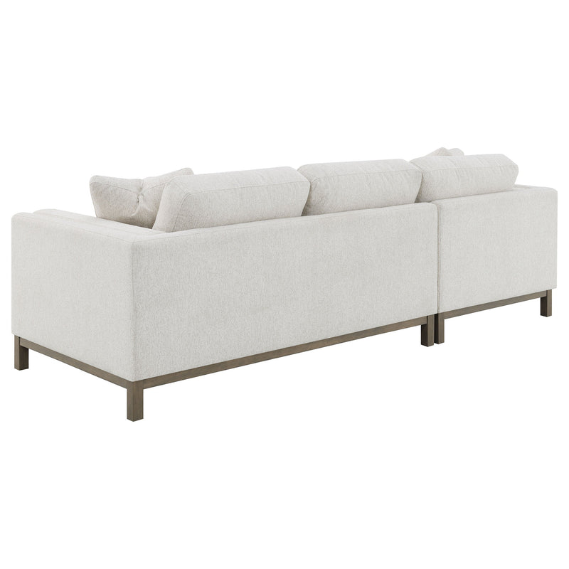 Sofá seccional chaise tapizado en bouclé Ginebra color arena