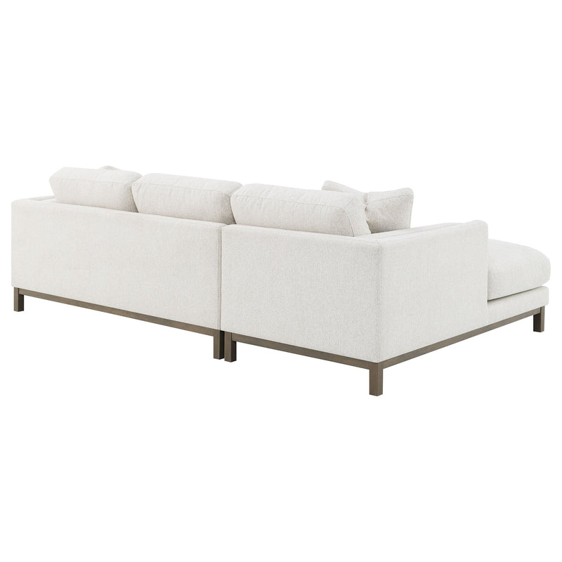 Sofá seccional chaise tapizado en bouclé Ginebra color arena