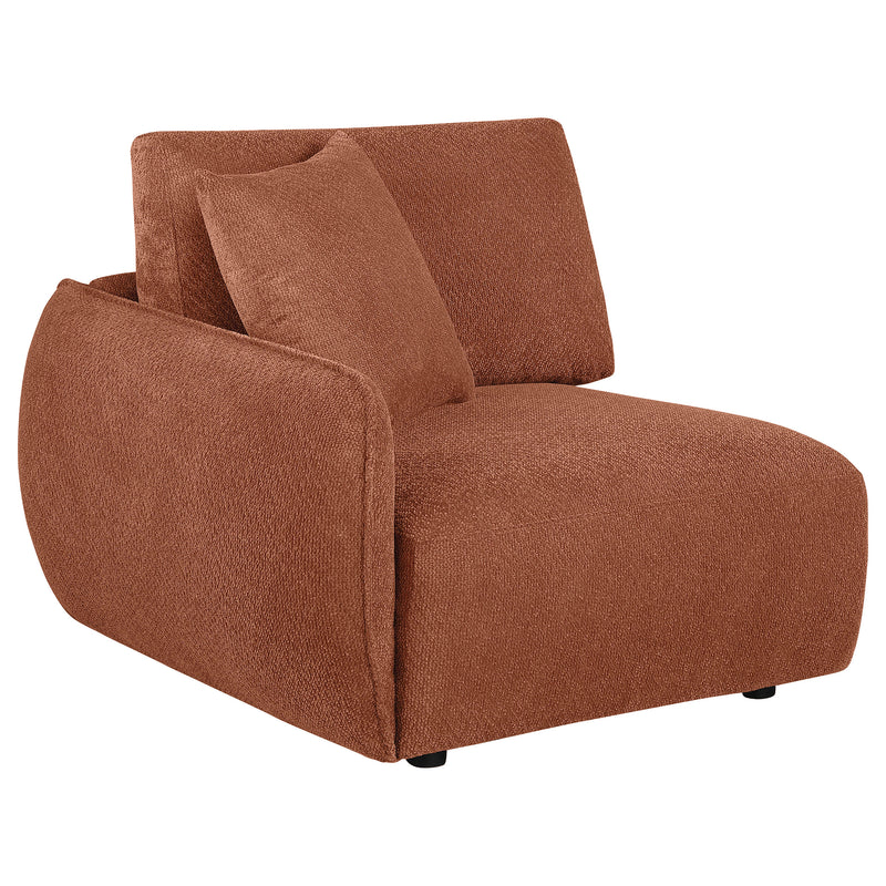 Sillón modular Elysia Chenille con tapicería, Coral, brazo izquierdo