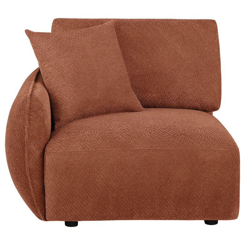 Sillón modular Elysia Chenille con tapicería, Coral, brazo izquierdo
