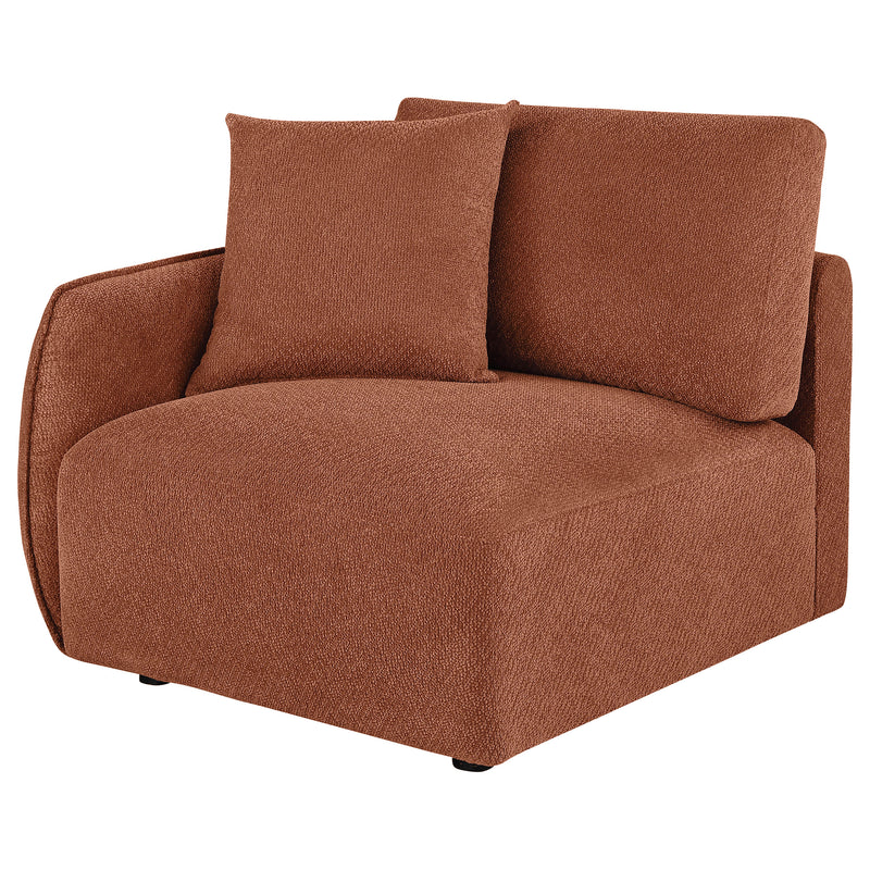 Sillón modular Elysia Chenille con tapicería, Coral, brazo izquierdo