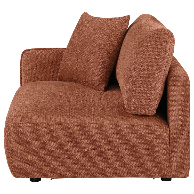 Sillón modular Elysia Chenille con tapicería, Coral, brazo izquierdo