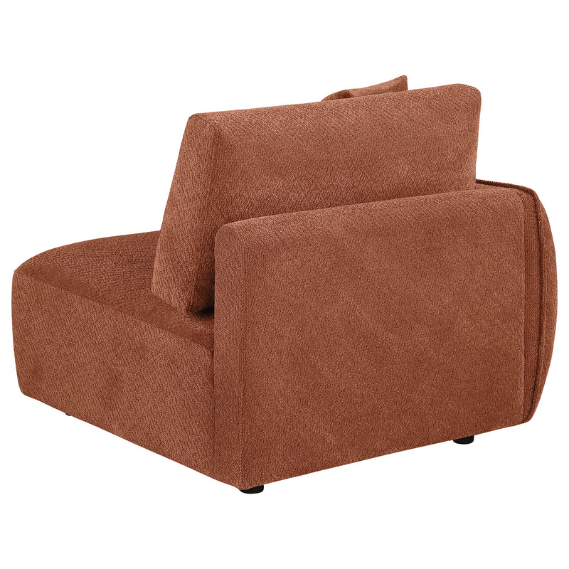 Sillón modular Elysia Chenille con tapicería, Coral, brazo izquierdo