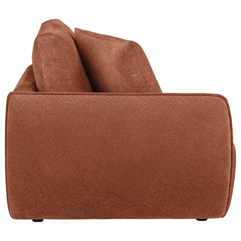 Sillón modular Elysia Chenille con tapicería, Coral, brazo izquierdo
