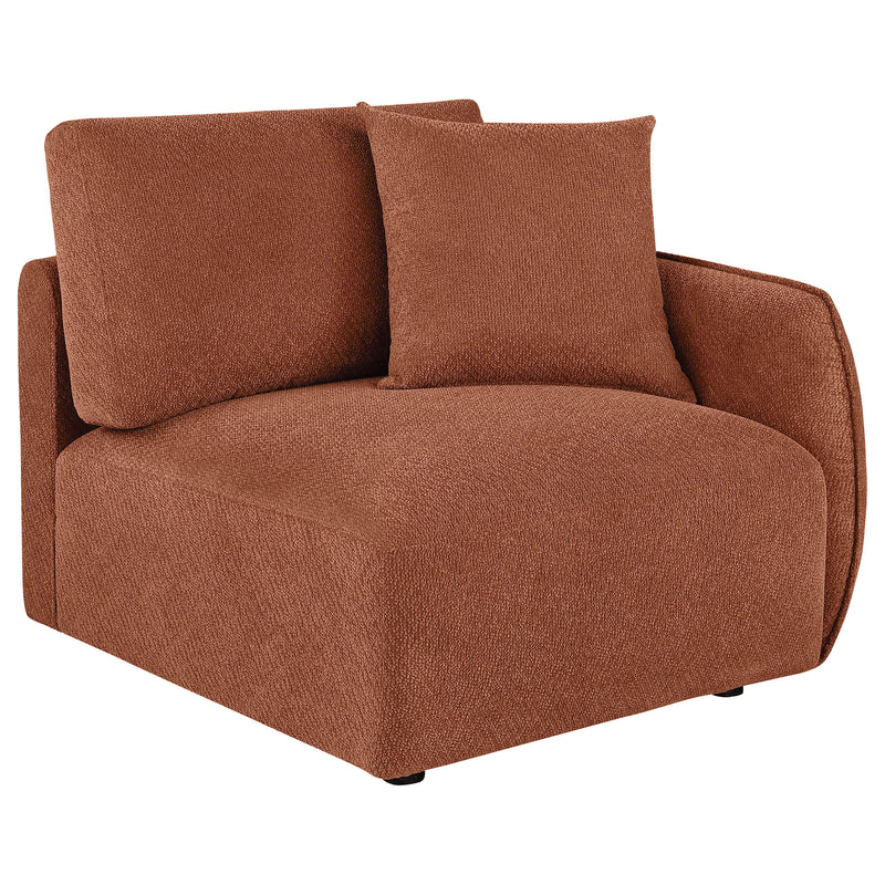 Sillón modular Chenille Elysia con tapicería de chenilla, coral, brazo derecho