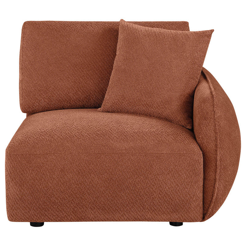 Sillón modular Chenille Elysia con tapicería de chenilla, coral, brazo derecho
