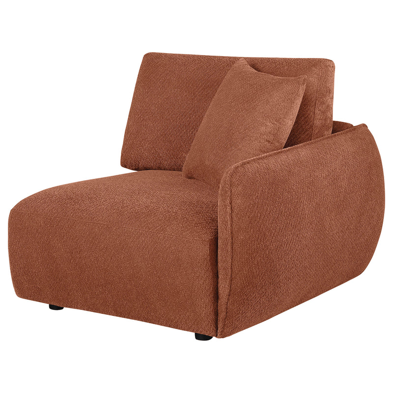 Sillón modular Chenille Elysia con tapicería de chenilla, coral, brazo derecho
