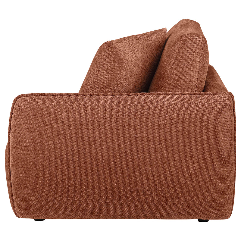 Sillón modular Chenille Elysia con tapicería de chenilla, coral, brazo derecho