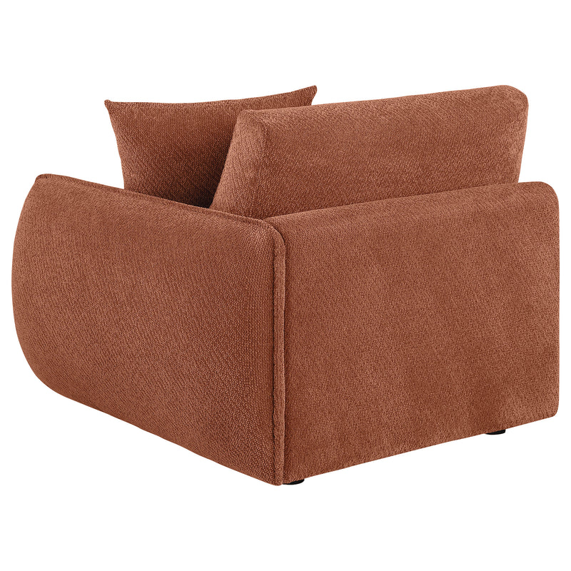 Sillón modular Chenille Elysia con tapicería de chenilla, coral, brazo derecho