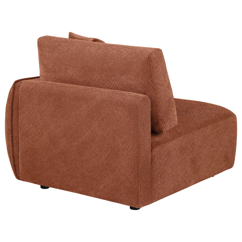 Sillón modular Chenille Elysia con tapicería de chenilla, coral, brazo derecho