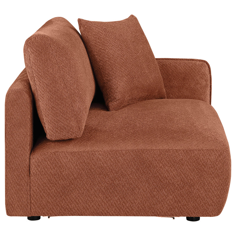 Sillón modular Chenille Elysia con tapicería de chenilla, coral, brazo derecho