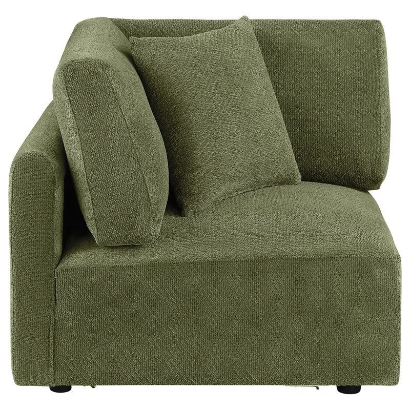 Sillón esquinero modular tapizado en chenilla Elysia, verde