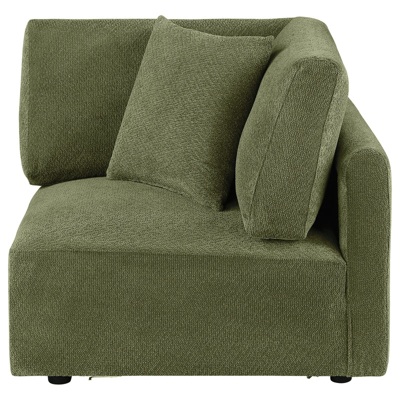Sillón esquinero modular tapizado en chenilla Elysia, verde