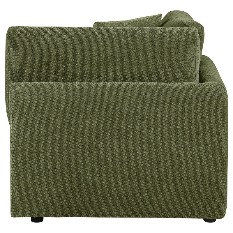 Sillón esquinero modular tapizado en chenilla Elysia, verde